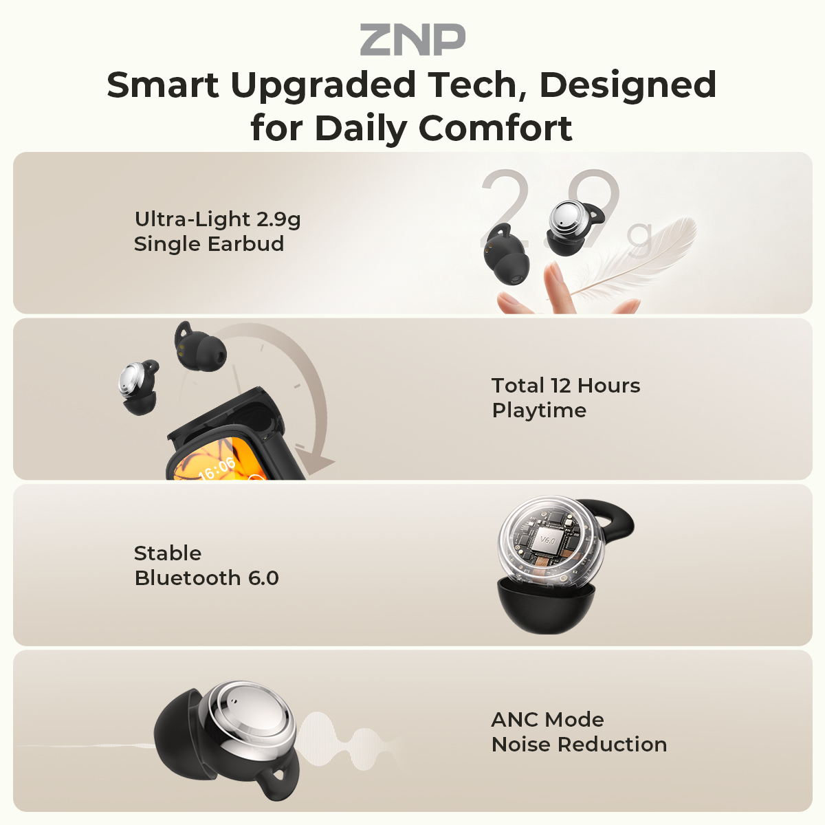 ZNP P04 Sleeping Aid Earbuds A - Headphones Wireless ulasan dan harga