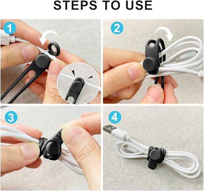 10pcs Silicone Cable Ties,Cord - Cable Organizer ulasan dan harga