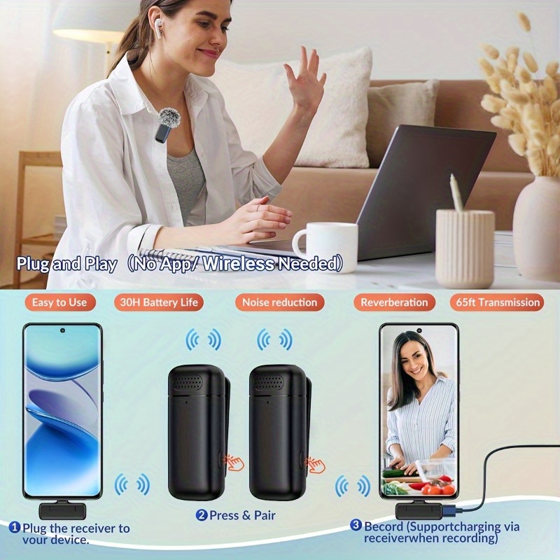 Wireless Lavalier Microphone w - Wireless Charger ulasan dan harga